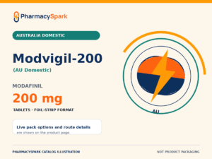 PharmacySpark catalog illustration for Modvigil-200 (AU Domestic), modafinil 200 mg, Australia domestic