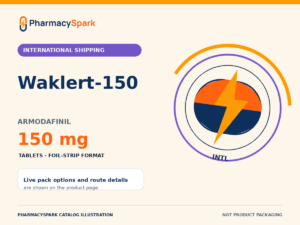 Waklert-150 PharmacySpark catalog illustration PharmacySpark catalog illustration for Waklert-150, armodafinil 150 mg, International shipping