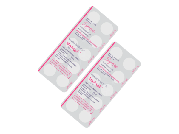 Photograph of Modvigil-200 200 mg modafinil blister packs